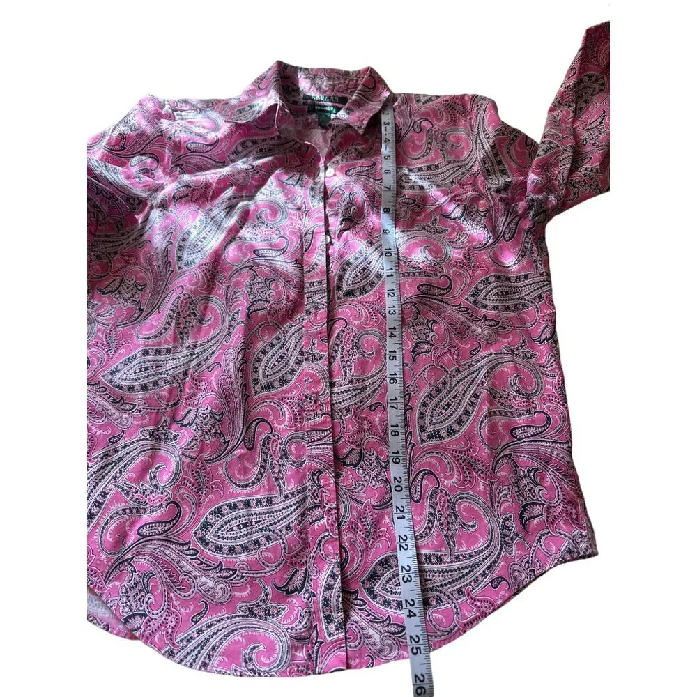 💖Lauren Ralph Lauren Womens Paisley Print Non-Iron Dress Shirt M - Picture 5 of 6